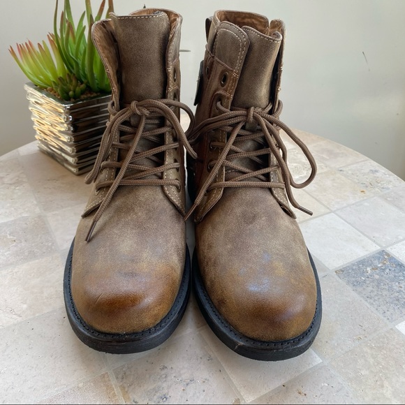 NWOT POLAR FOX BROWN ANKLE COMBAT BOOTS BOOTIES - Picture 4 of 15